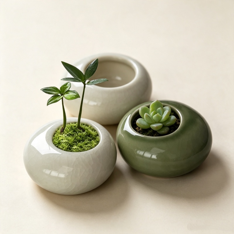 Echeveria Succulent - Mini Eisriss-Glasierte Pflanzentöpfe Kreative Sukkulenten-Töpfe Bonsai-Vasen