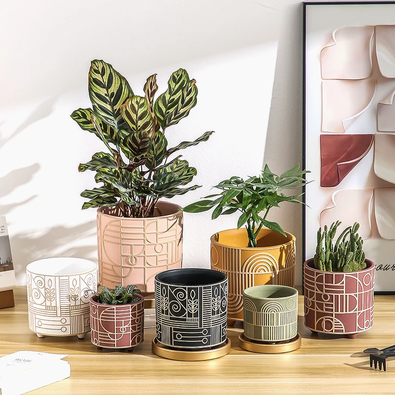 Aloe Vera Pot - Einfacher zylindrischer Keramik-Blumentopf für Sukkulenten, Topf,